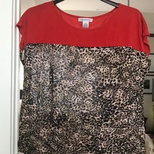Liz Claiborne color block blouse w/cap sleeves
